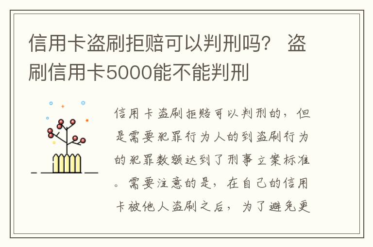 信用卡盗刷拒赔可以判刑吗？ 盗刷信用卡5000能不能判刑