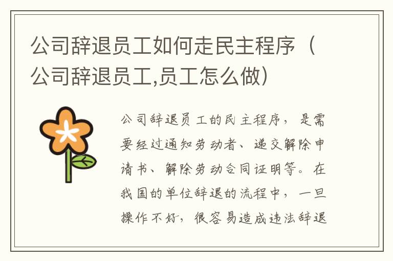 公司辞退员工如何走民主程序（公司辞退员工,员工怎么做）