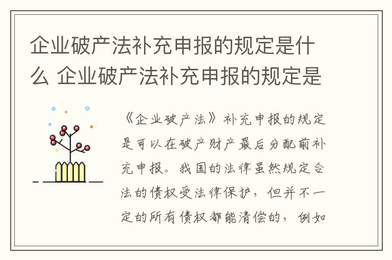 企业破产法补充申报的规定是什么 企业破产法补充申报的规定是什么意思