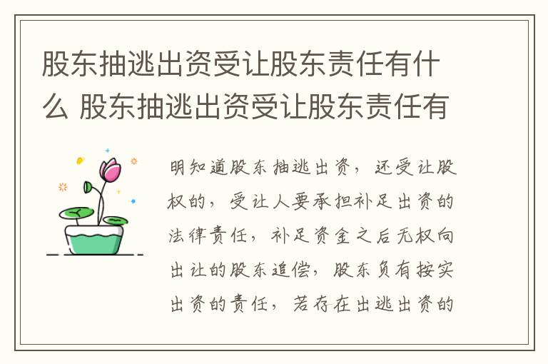 股东抽逃出资受让股东责任有什么 股东抽逃出资受让股东责任有什么影响