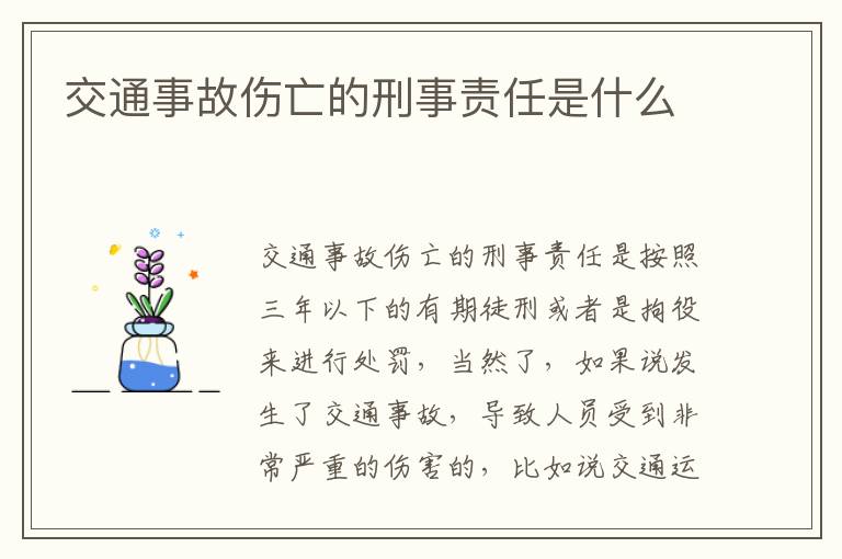 交通事故伤亡的刑事责任是什么