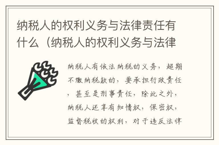 纳税人的权利义务与法律责任有什么（纳税人的权利义务与法律责任有什么关系）