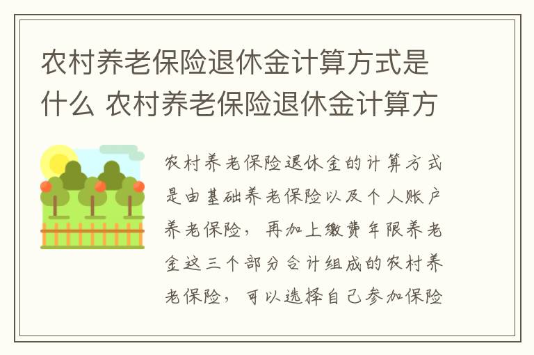 农村养老保险退休金计算方式是什么 农村养老保险退休金计算方式是什么意思