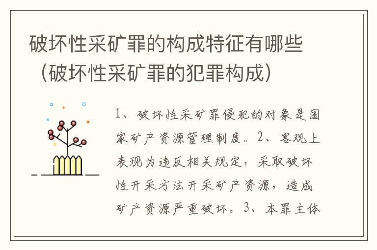 破坏性采矿罪的构成特征有哪些（破坏性采矿罪的犯罪构成）