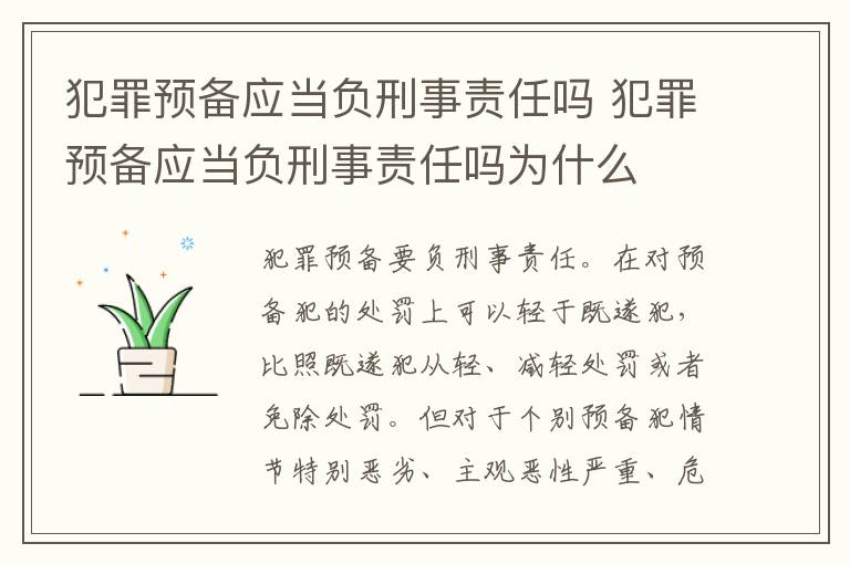 犯罪预备应当负刑事责任吗 犯罪预备应当负刑事责任吗为什么