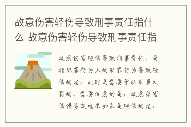 故意伤害轻伤导致刑事责任指什么 故意伤害轻伤导致刑事责任指什么意思