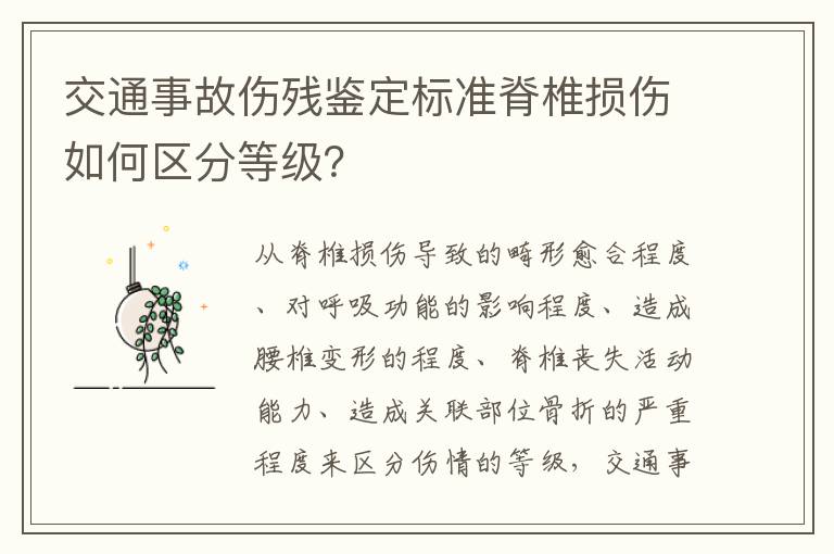 交通事故伤残鉴定标准脊椎损伤如何区分等级？