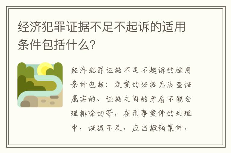 经济犯罪证据不足不起诉的适用条件包括什么？