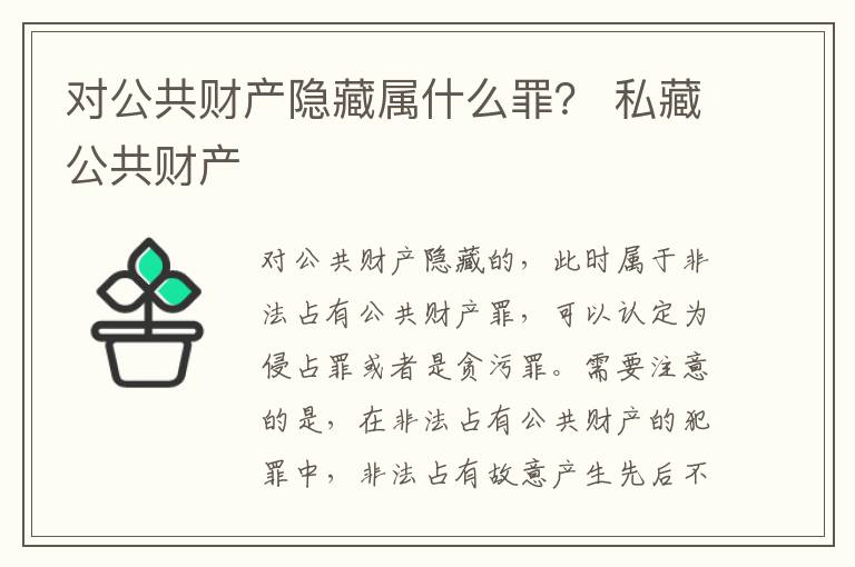 对公共财产隐藏属什么罪？ 私藏公共财产