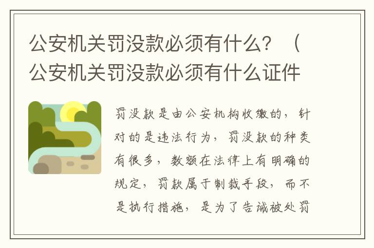 公安机关罚没款必须有什么？（公安机关罚没款必须有什么证件）