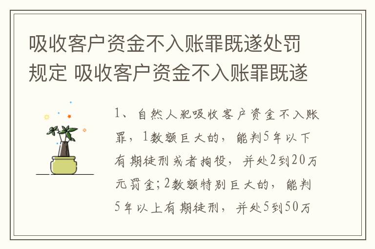 吸收客户资金不入账罪既遂处罚规定 吸收客户资金不入账罪既遂处罚规定