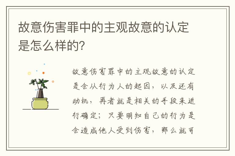 故意伤害罪中的主观故意的认定是怎么样的？