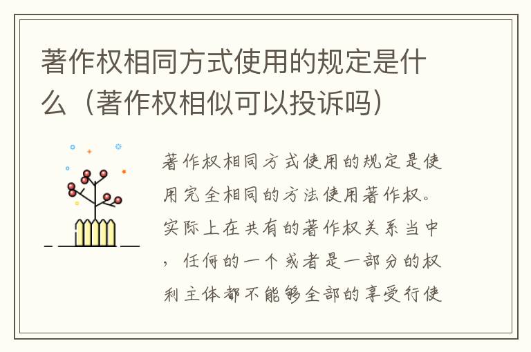 著作权相同方式使用的规定是什么（著作权相似可以投诉吗）