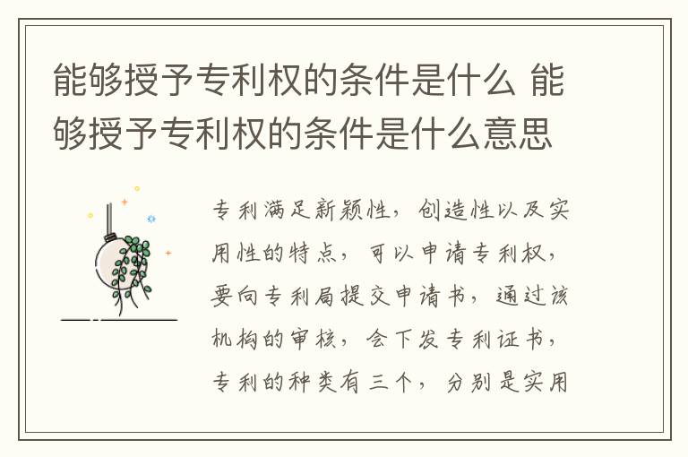 能够授予专利权的条件是什么 能够授予专利权的条件是什么意思