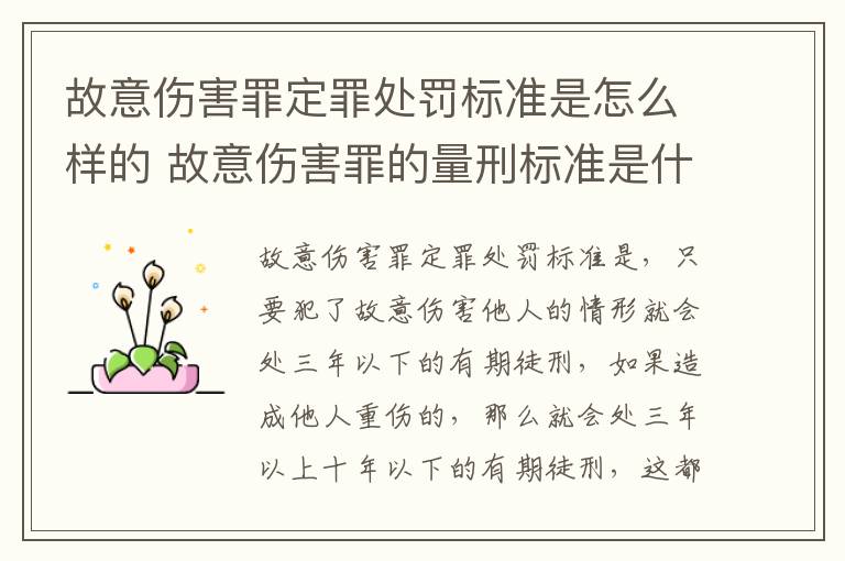 故意伤害罪定罪处罚标准是怎么样的 故意伤害罪的量刑标准是什么