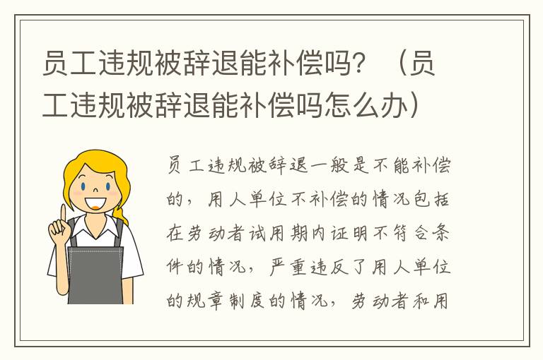 员工违规被辞退能补偿吗？（员工违规被辞退能补偿吗怎么办）