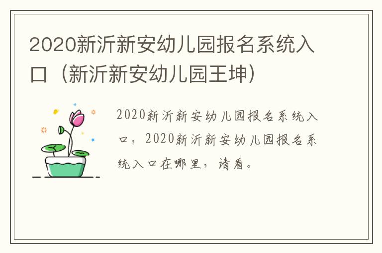 2020新沂新安幼儿园报名系统入口（新沂新安幼儿园王坤）