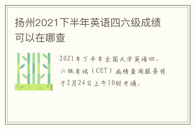 扬州2021下半年英语四六级成绩可以在哪查