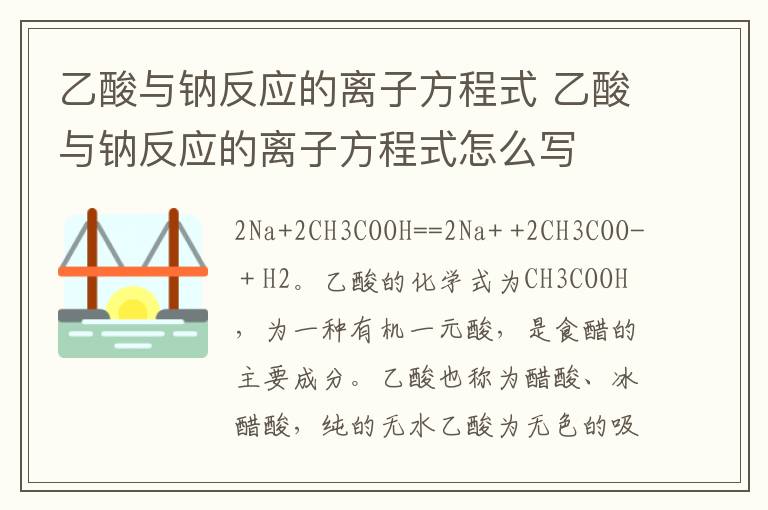 乙酸与钠反应的离子方程式 乙酸与钠反应的离子方程式怎么写