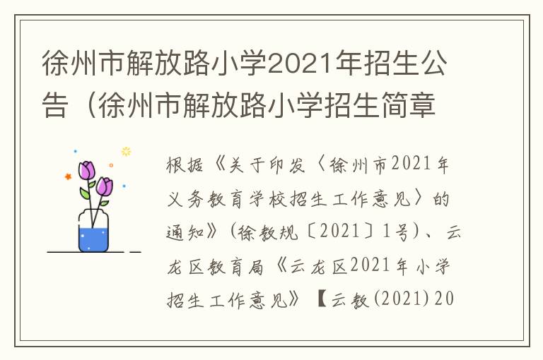 徐州市解放路小学2021年招生公告（徐州市解放路小学招生简章）