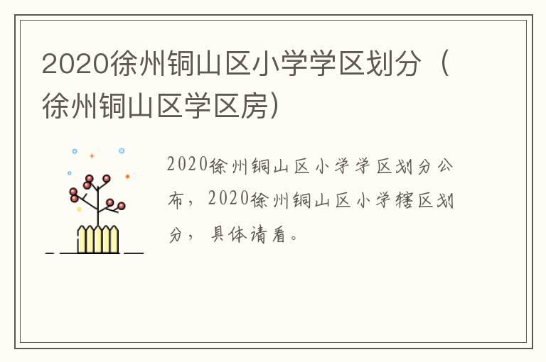 2020徐州铜山区小学学区划分（徐州铜山区学区房）