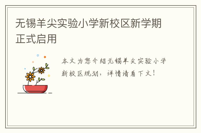 无锡羊尖实验小学新校区新学期正式启用