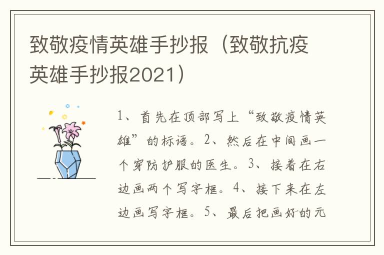 致敬疫情英雄手抄报（致敬抗疫英雄手抄报2021）