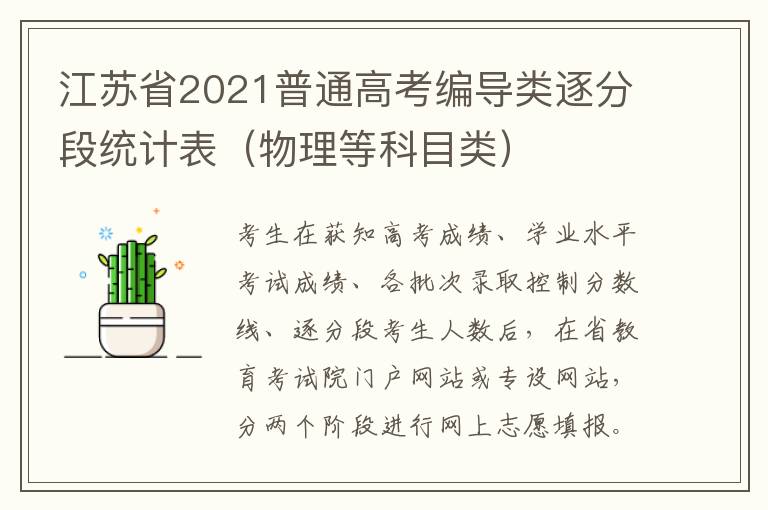 江苏省2021普通高考编导类逐分段统计表（物理等科目类）