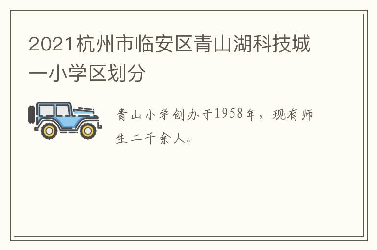 2021杭州市临安区青山湖科技城一小学区划分