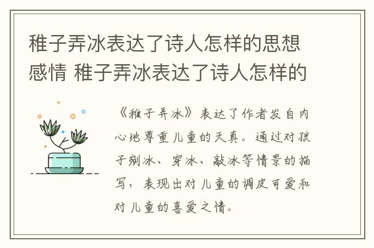 稚子弄冰表达了诗人怎样的思想感情 稚子弄冰表达了诗人怎样的思想感情?