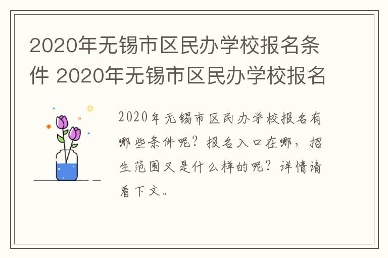 2020年无锡市区民办学校报名条件 2020年无锡市区民办学校报名条件及要求