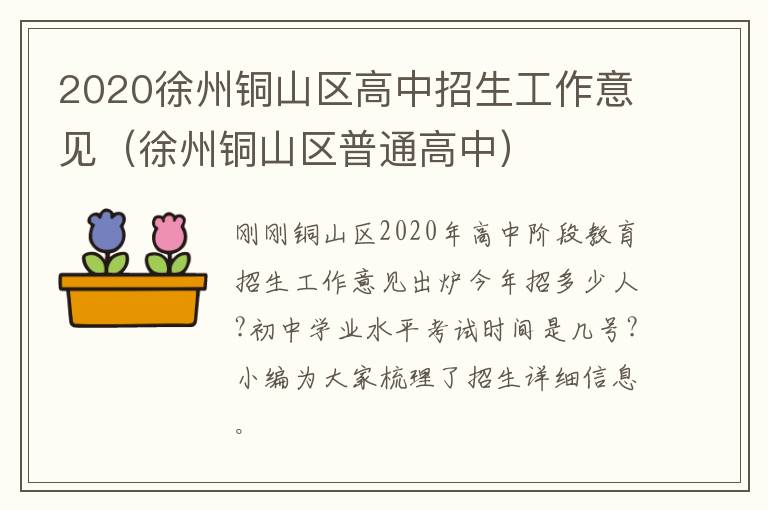 2020徐州铜山区高中招生工作意见（徐州铜山区普通高中）