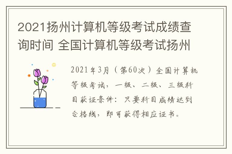 2021扬州计算机等级考试成绩查询时间 全国计算机等级考试扬州