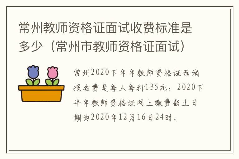 常州教师资格证面试收费标准是多少（常州市教师资格证面试）