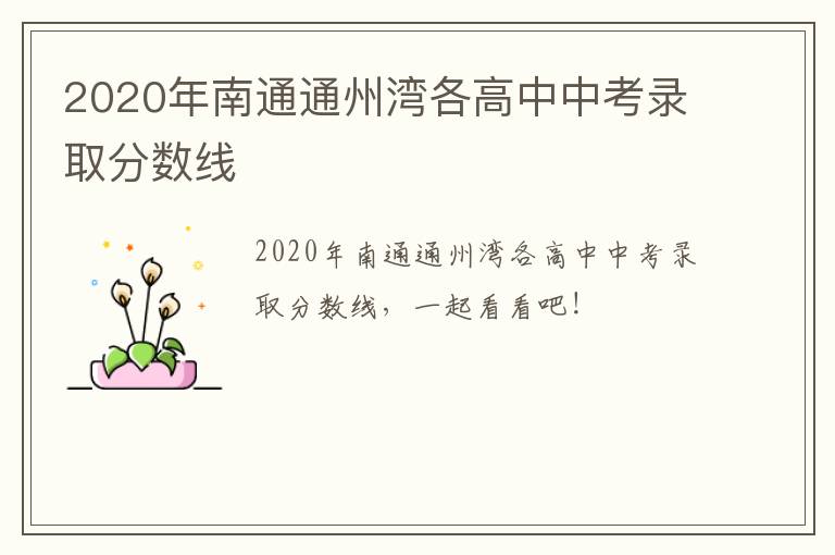 2020年南通通州湾各高中中考录取分数线