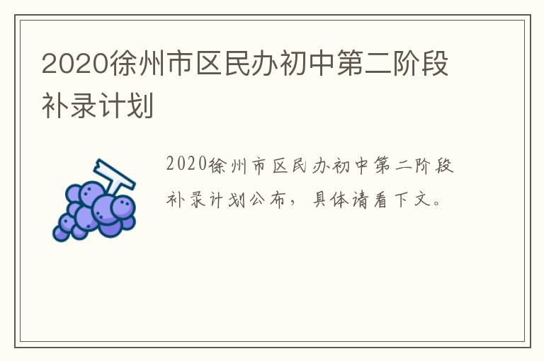 2020徐州市区民办初中第二阶段补录计划