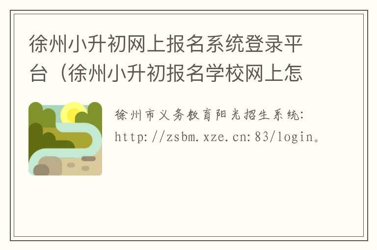 徐州小升初网上报名系统登录平台（徐州小升初报名学校网上怎么报名）