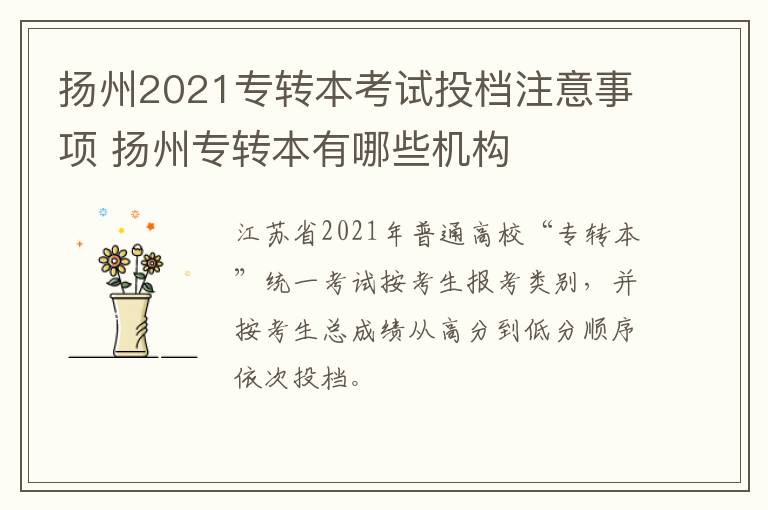 扬州2021专转本考试投档注意事项 扬州专转本有哪些机构