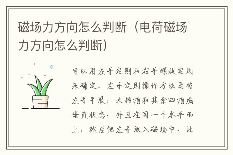 磁场力方向怎么判断（电荷磁场力方向怎么判断）