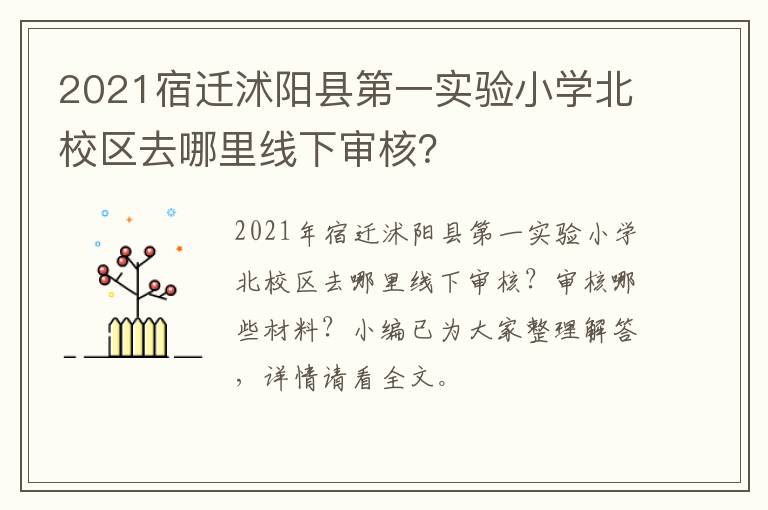 2021宿迁沭阳县第一实验小学北校区去哪里线下审核？