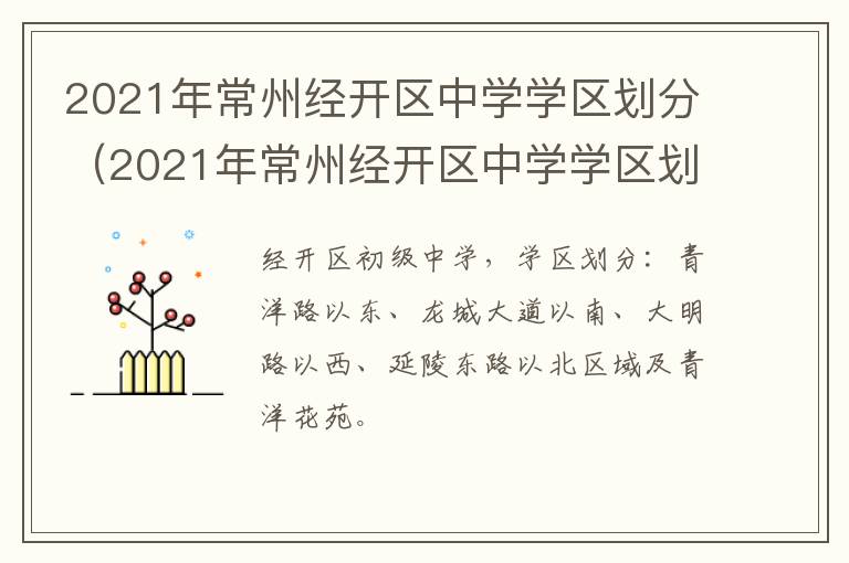 2021年常州经开区中学学区划分（2021年常州经开区中学学区划分表）