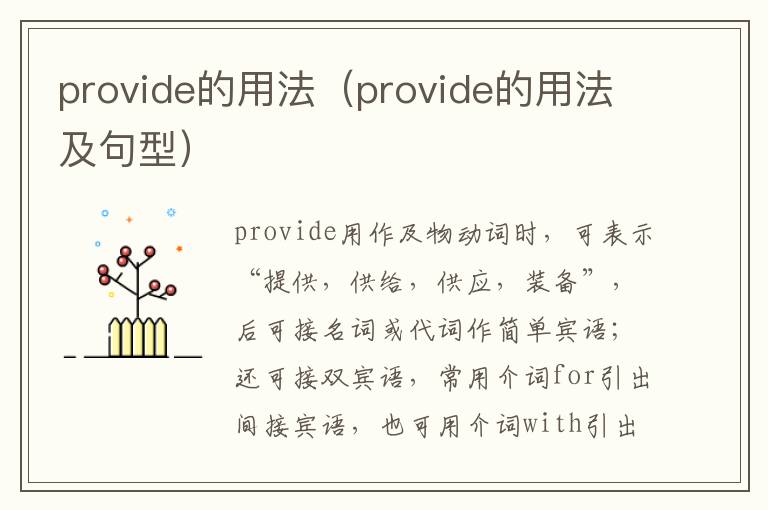 provide的用法（provide的用法及句型）