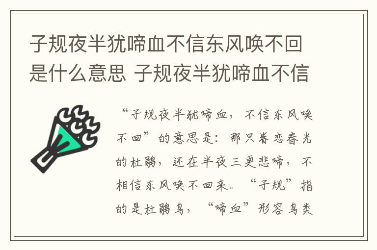 子规夜半犹啼血不信东风唤不回是什么意思 子规夜半犹啼血不信东风唤不回意思是什么