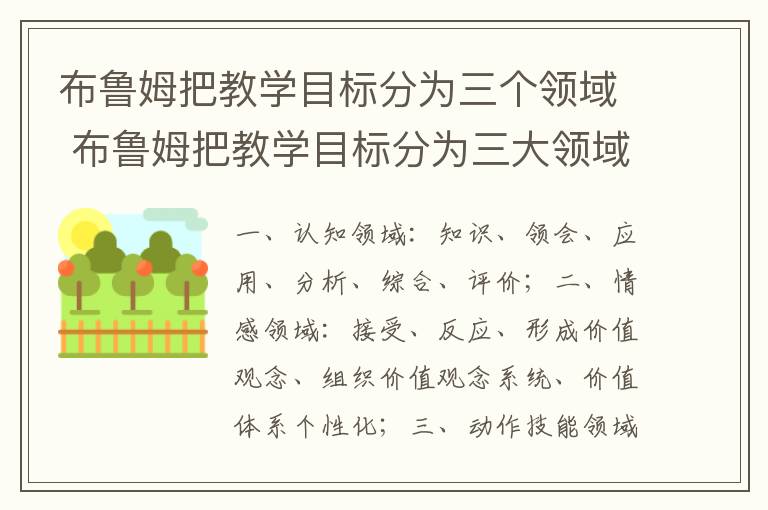 布鲁姆把教学目标分为三个领域 布鲁姆把教学目标分为三大领域