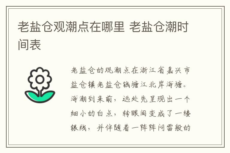 老盐仓观潮点在哪里 老盐仓潮时间表