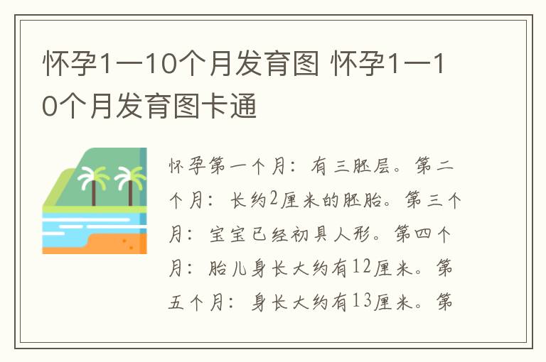 怀孕1一10个月发育图 怀孕1一10个月发育图卡通