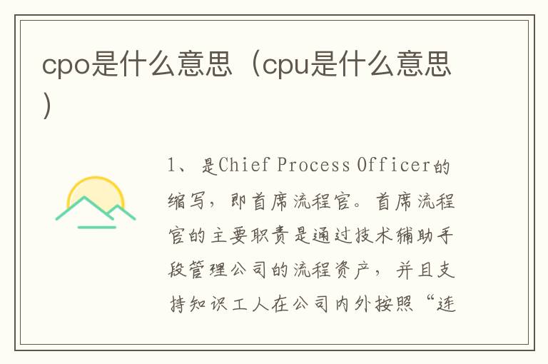 cpo是什么意思（cpu是什么意思）