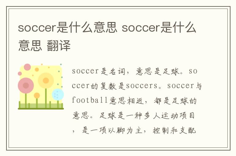 soccer是什么意思 soccer是什么意思 翻译