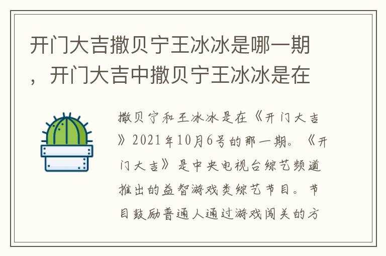 开门大吉撒贝宁王冰冰是哪一期，开门大吉中撒贝宁王冰冰是在哪一期