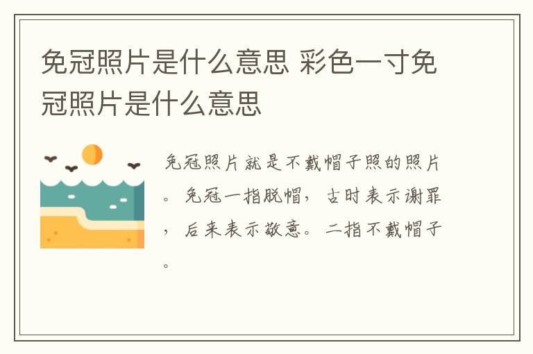 免冠照片是什么意思 彩色一寸免冠照片是什么意思